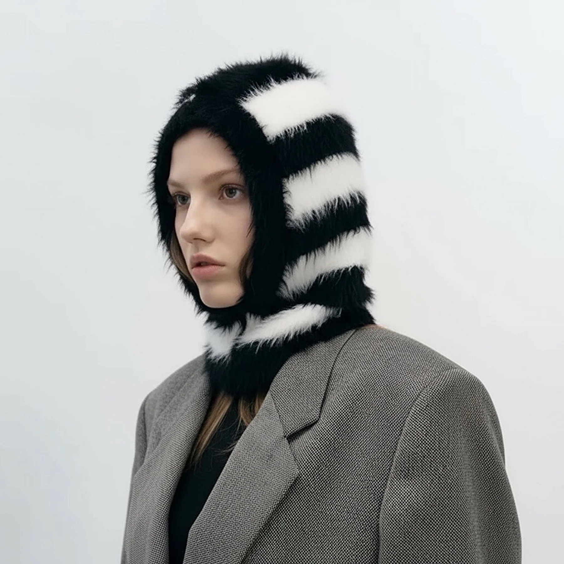 Striped Fuzzy Balaclava