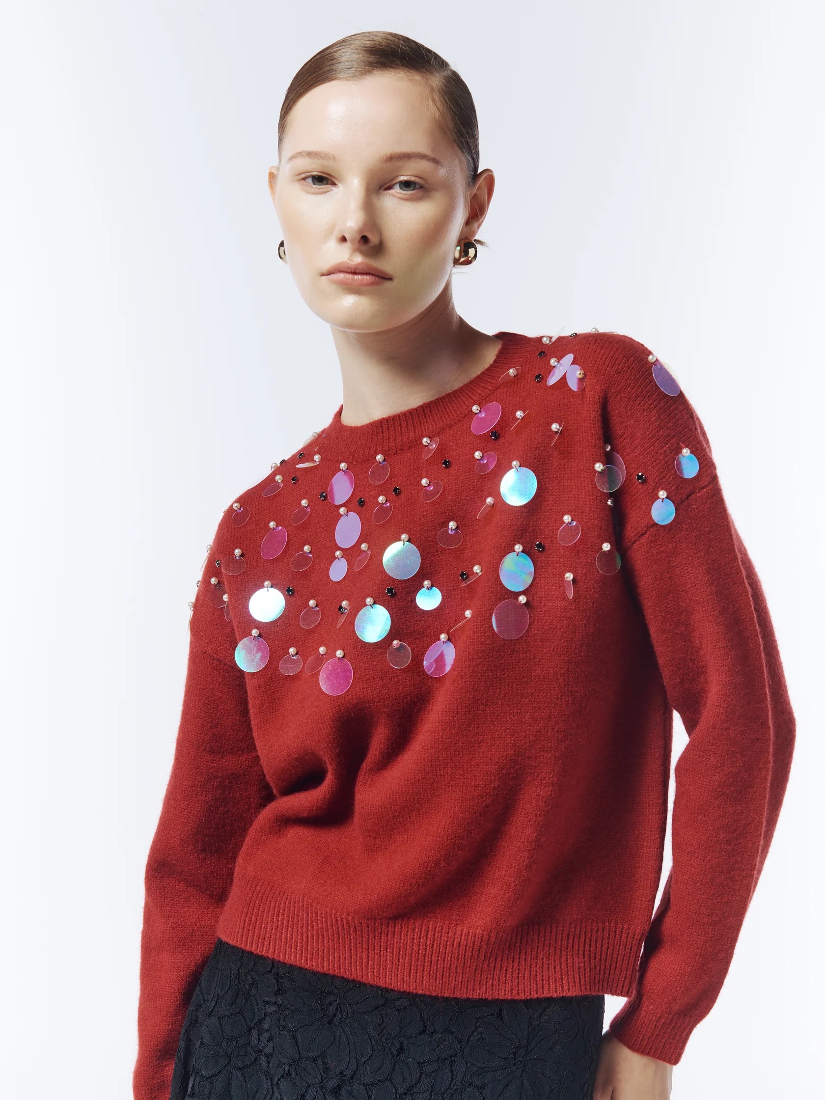 Iridescent Sequin-Embellished Jumper
