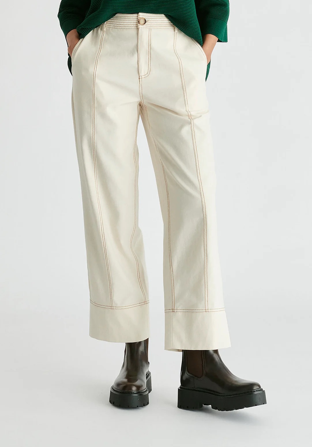 Chino Trousers with Contrast Stitching