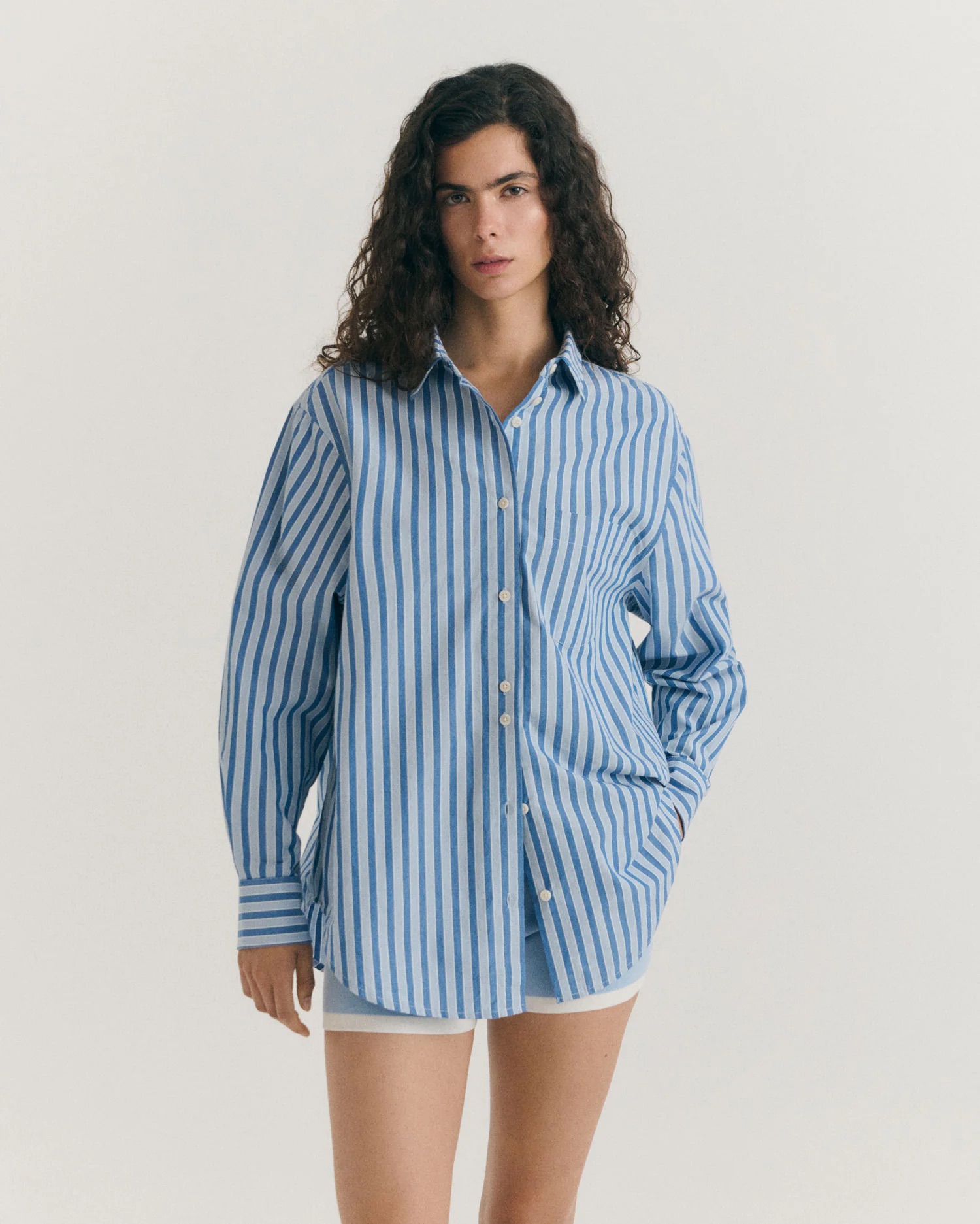 Odelia Oversize Blue Striped Shirt
