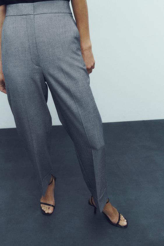 Image 1 of STRAIGHT-LEG TROUSERS WITH TURN-UP HEMS from Zara