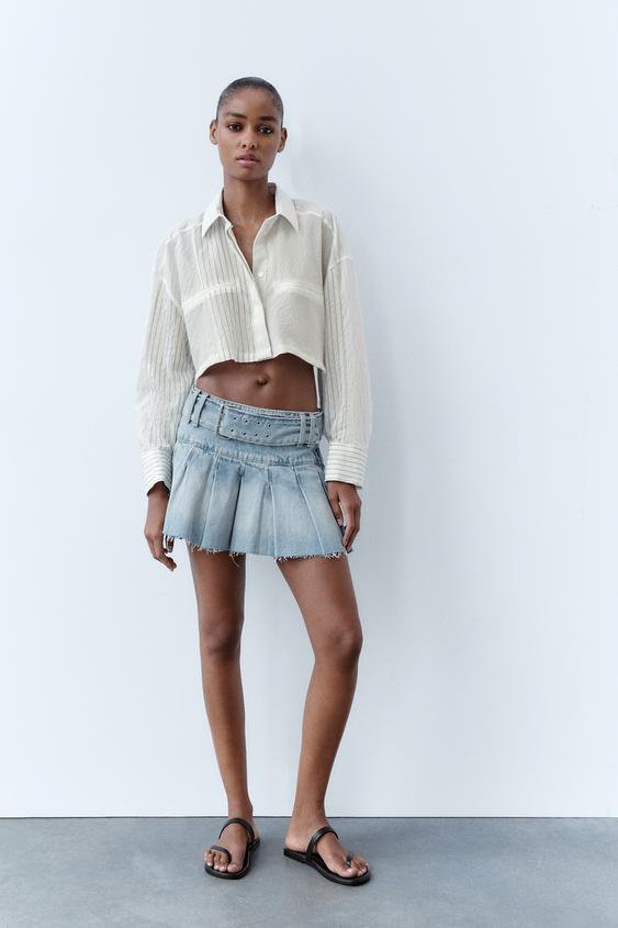 Image 1 of CROPPED STRIPED SHIRT from Zara