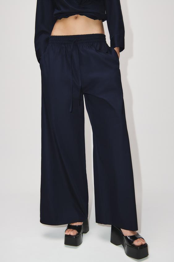 WIDE-LEG POPLIN TROUSERS