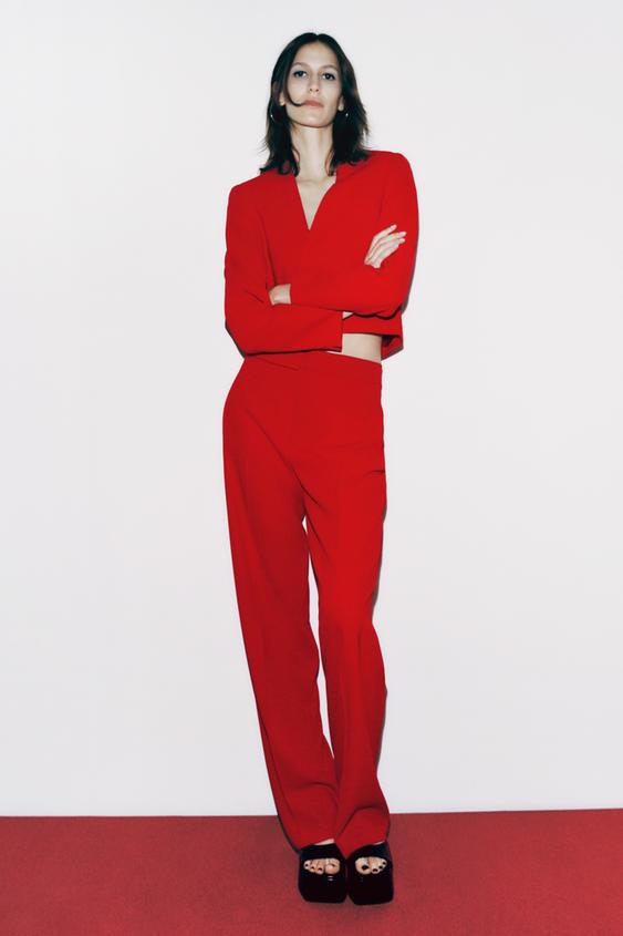 Image 1 of HIGH-WAISTED STRAIGHT CUT TROUSERS from Zara