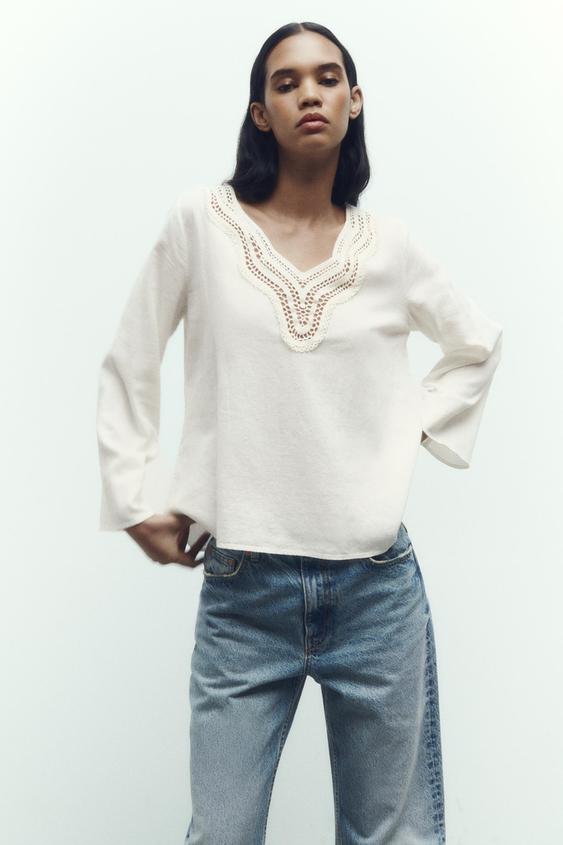 Image 1 of TOP WITH CONTRAST CHEST DETAIL from Zara