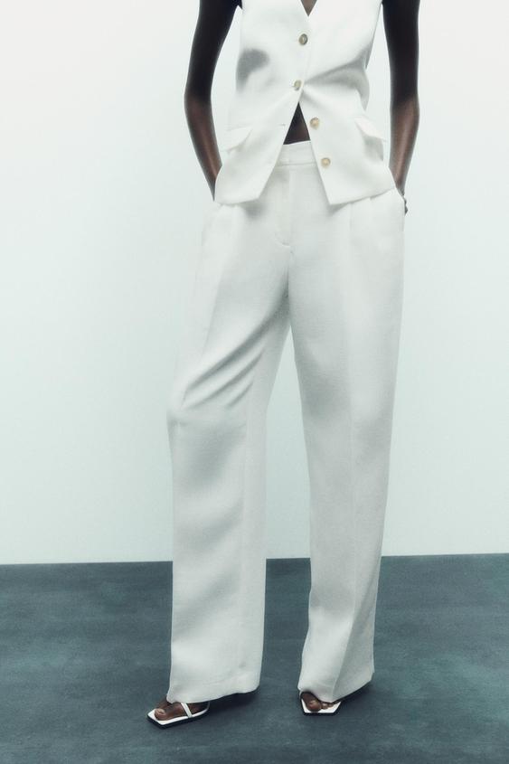 DARTED WIDE-LEG TROUSERS