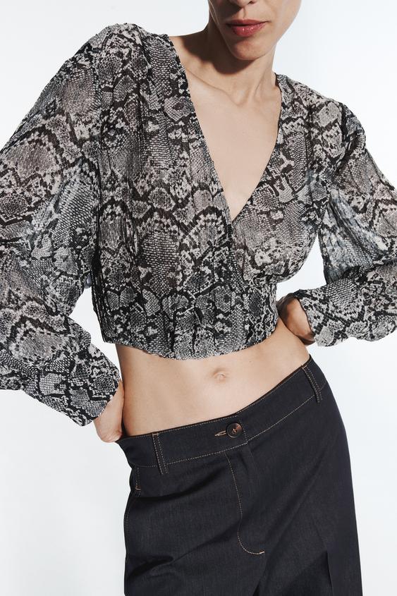 Image 1 of SNAKESKIN PRINT TOP from Zara