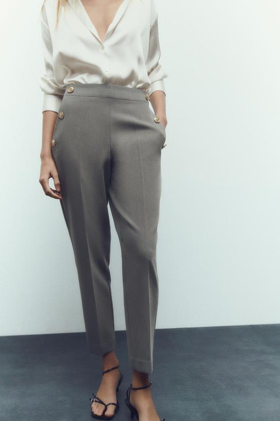 STRAIGHT FIT TROUSERS WITH BUTTONS