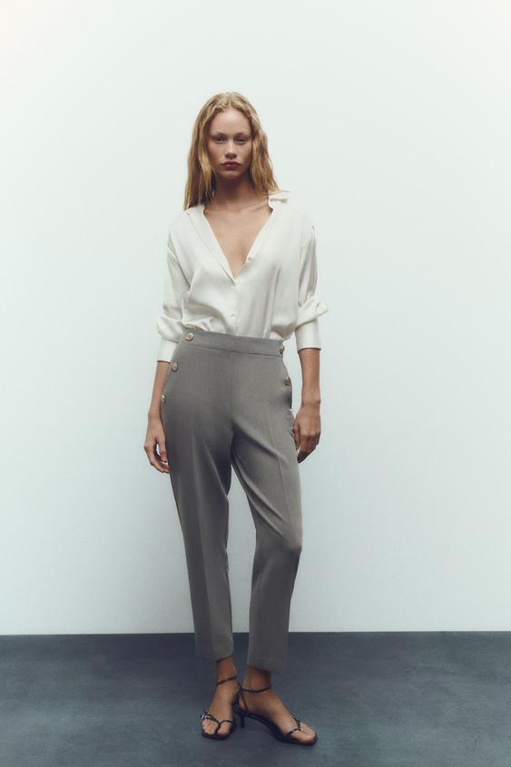 Image 1 of STRAIGHT FIT TROUSERS WITH BUTTONS from Zara