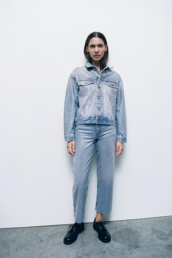 Image 1 of ZW RHINESTONE DENIM JACKET from Zara