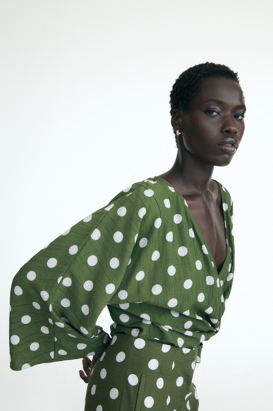 Image 1 of CROSSOVER SHIRT WITH POLKA DOTS from Zara