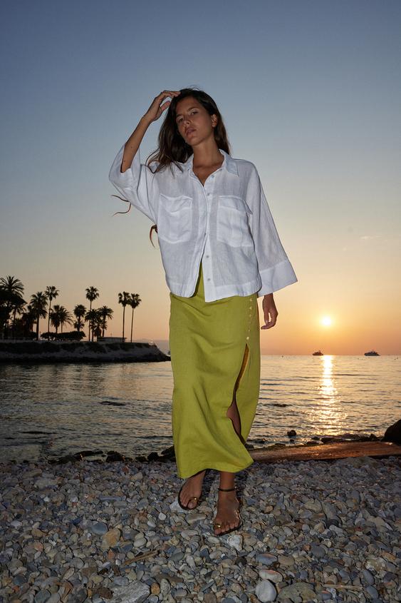 Image 1 of 100% LINEN SHIRT WITH POCKETS from Zara