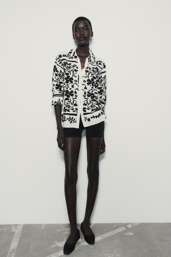 LINEN BLEND PRINTED SHIRT