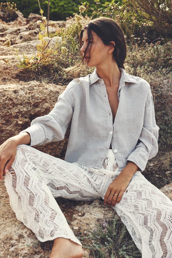 Image 1 of CROPPED LINEN SHIRT from Zara