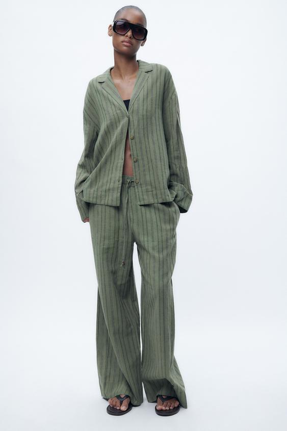 STRIPED LINEN BLEND SHIRT