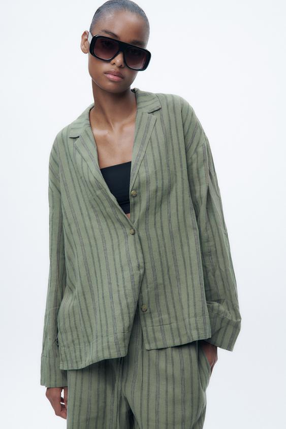 Image 1 of STRIPED LINEN BLEND SHIRT from Zara