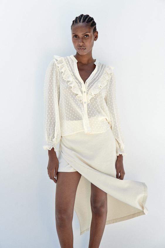 Image 1 of PLUMETIS SHIRT WITH RUFFLES from Zara