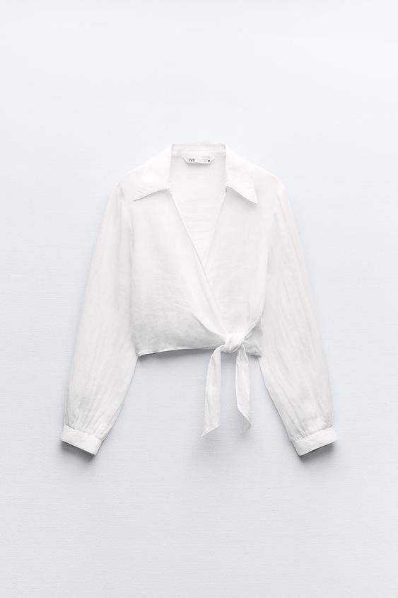 LINEN SHIRT WITH BOW