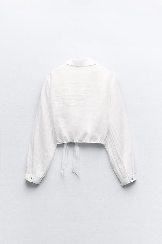 Image 1 of LINEN SHIRT WITH BOW from Zara