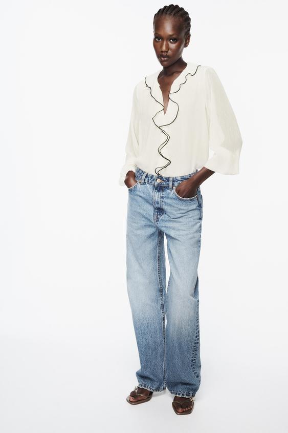 SHIRT WITH CONTRAST RUFFLES